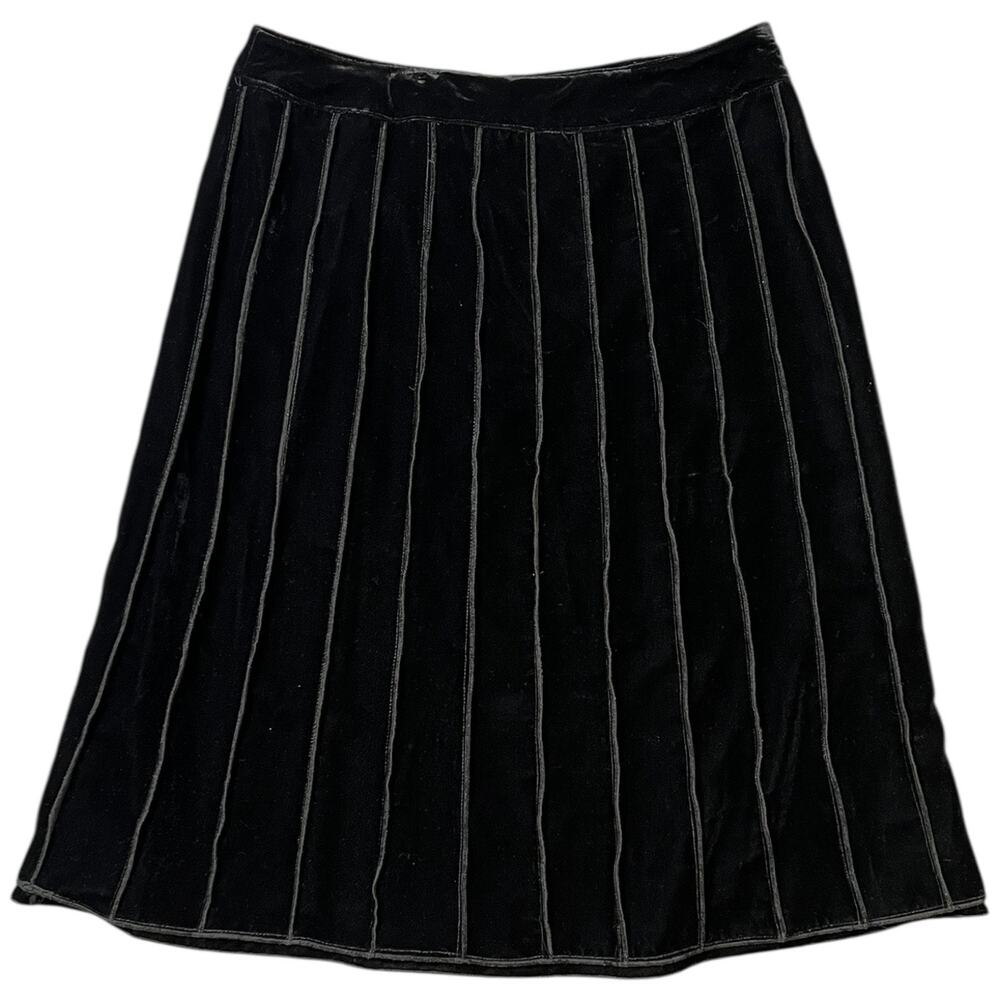 Trevan Black Velvet Skirt Vertical Seaming A-Line - Size 12